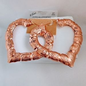 3 for $18 NWT Rose Gold Large Heart Earrings, Pierced